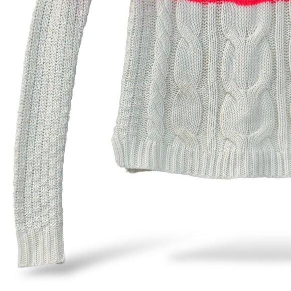 So Sweater Juniors Sz XS Pink/White Colorblock Long Sleeve Crew Neck Cable Knit - Picture 4 of 10